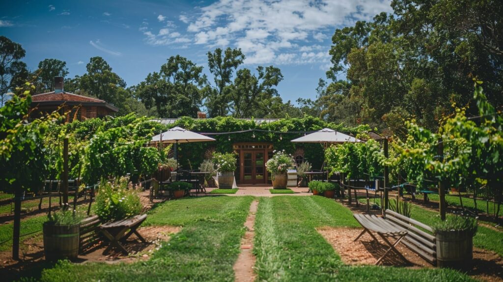 Secluded vineyard estate with a charming patio for a hidden gem private home wedding.